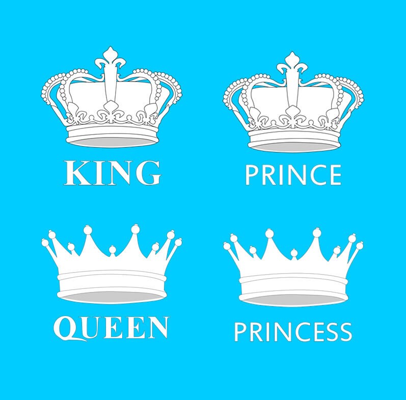 DIY The Royals - King, Queen, Prince, Princess Crown Iron on Screen Print Transfers for Fabric Machine Washable patch