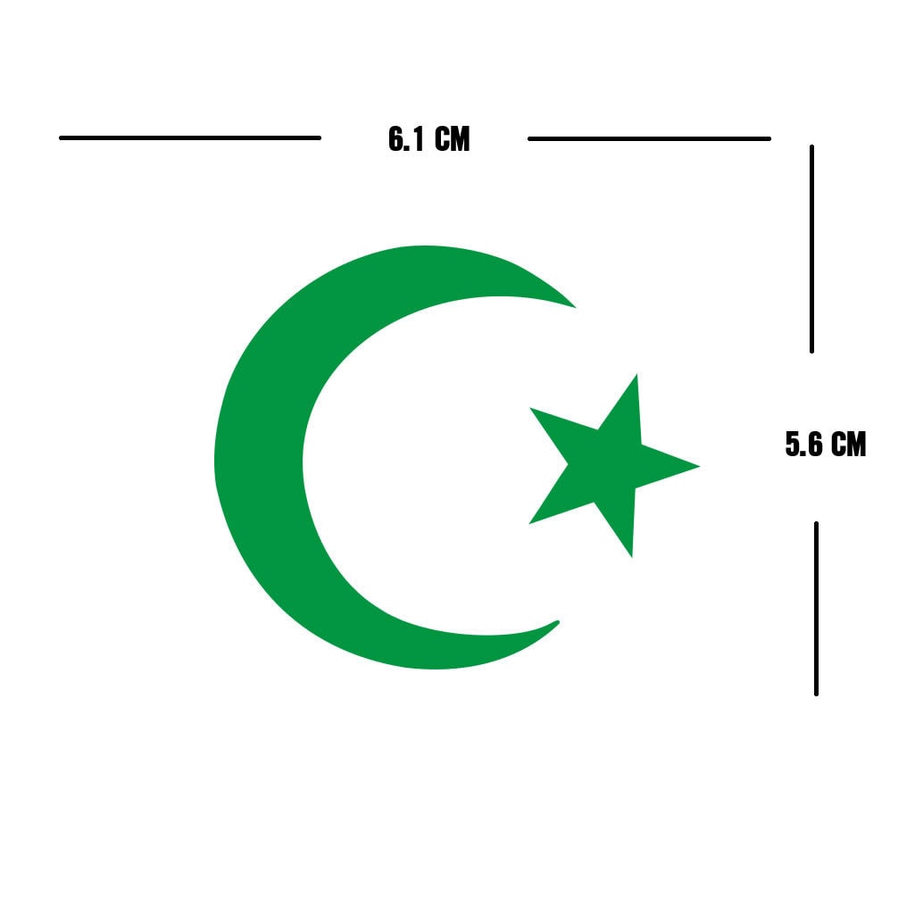 Set of 2 x Islamic Star and Crescent Symbol Iron on Screen Print Transfers for Fabrics Machine Washable patch