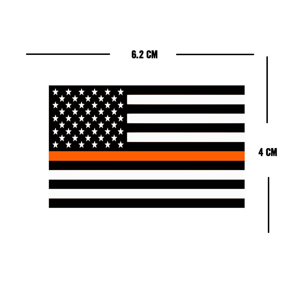 Set of 2 x Thin Orange Line USA Flag Iron on Screen Print Transfers for Fabrics Machine Washable patch