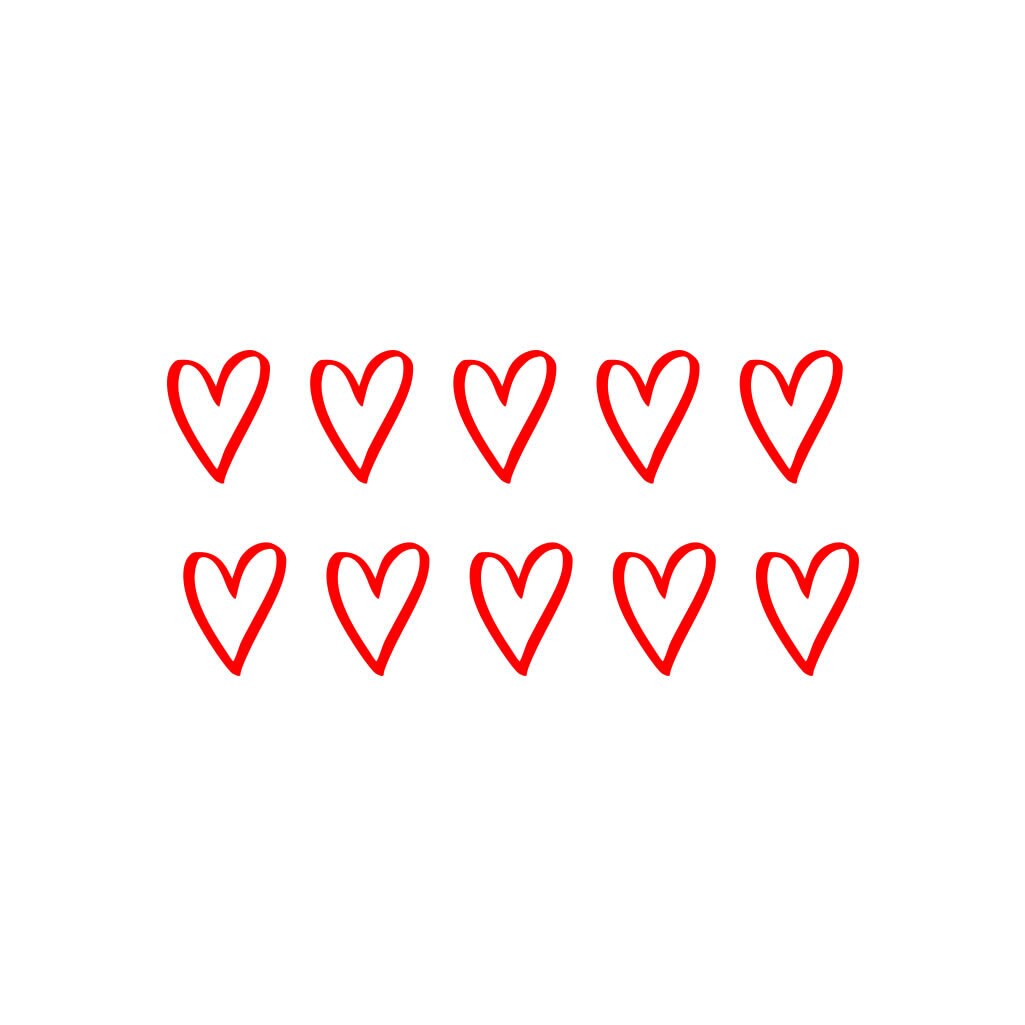 Set of 10 Heart TEMPORARY TATTOO Waterproof love Valentine's day hearts cut out