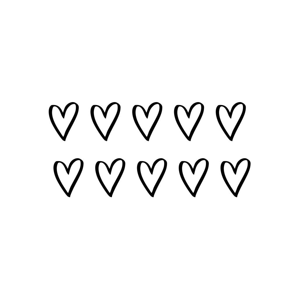 Set of 10 Heart TEMPORARY TATTOO Waterproof love Valentine's day hearts cut out