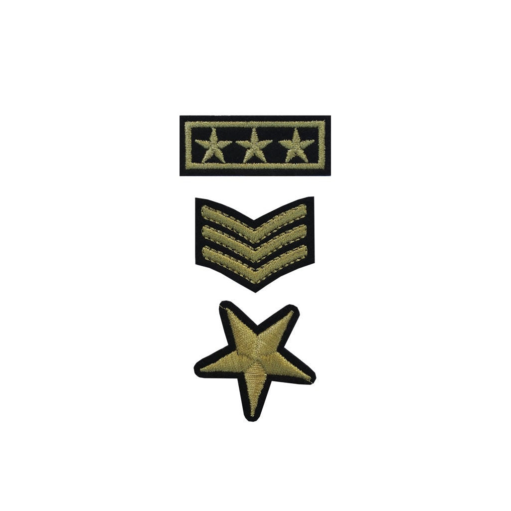 Set of 3 Army Iron / Sew On Embroidered Patch Badge Embroidery Military Motif transfer