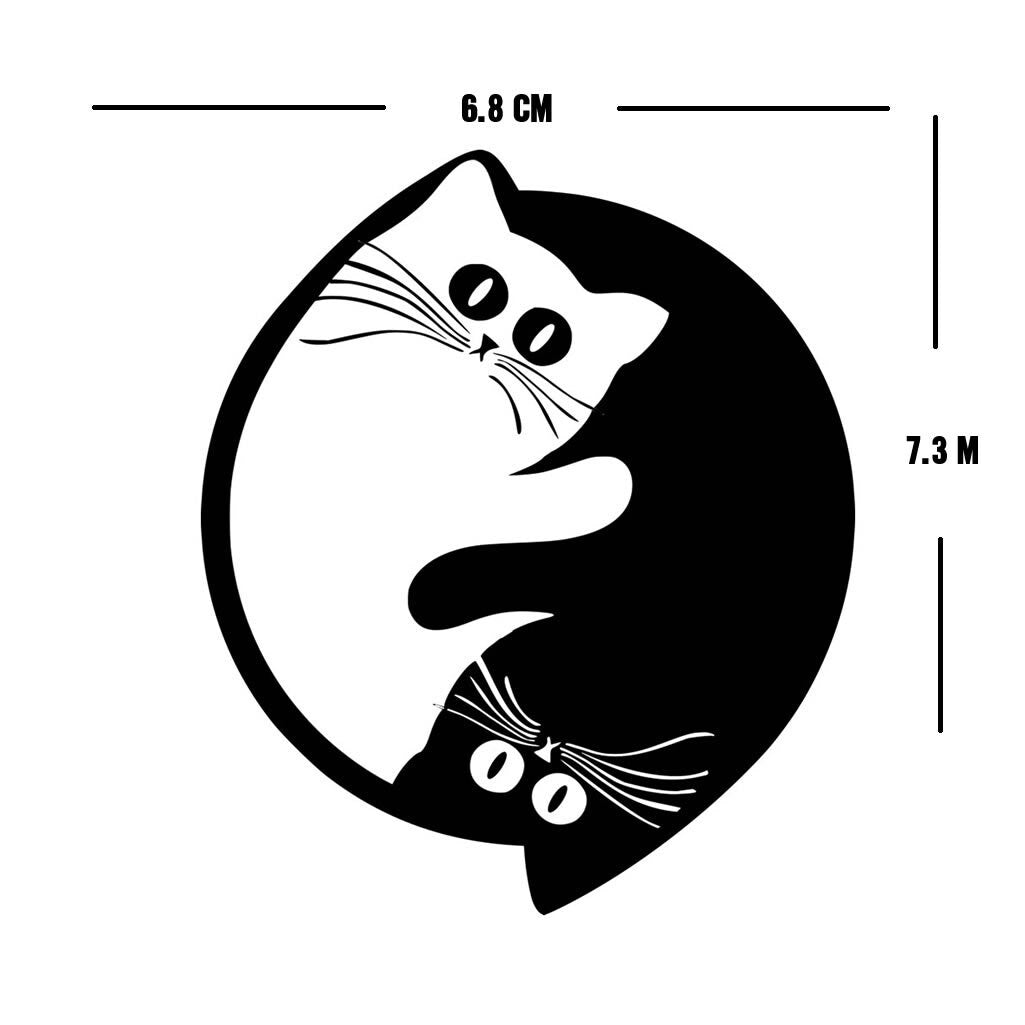 Set of 2 x Cat Ying Yang Iron on Screen Print Transfer patch for fabric feline