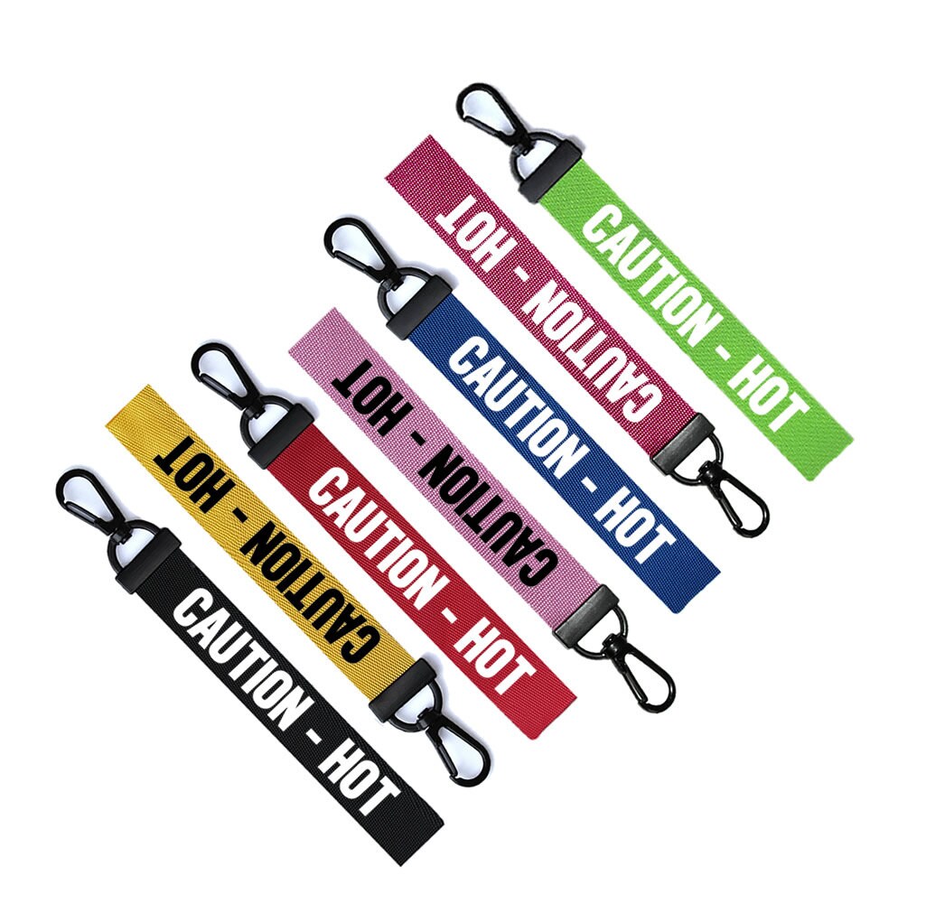 Caution HOT Key Chain Keyring Luggage Tag Zipper Pull Bag Ring Safety Key