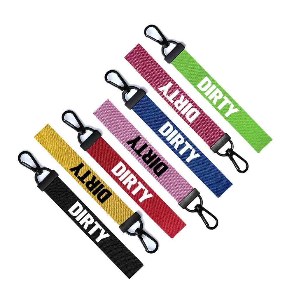 DIRTY Key Chain Keyring Luggage Tag Zipper Pull Bag Ring clean/ dirty separator