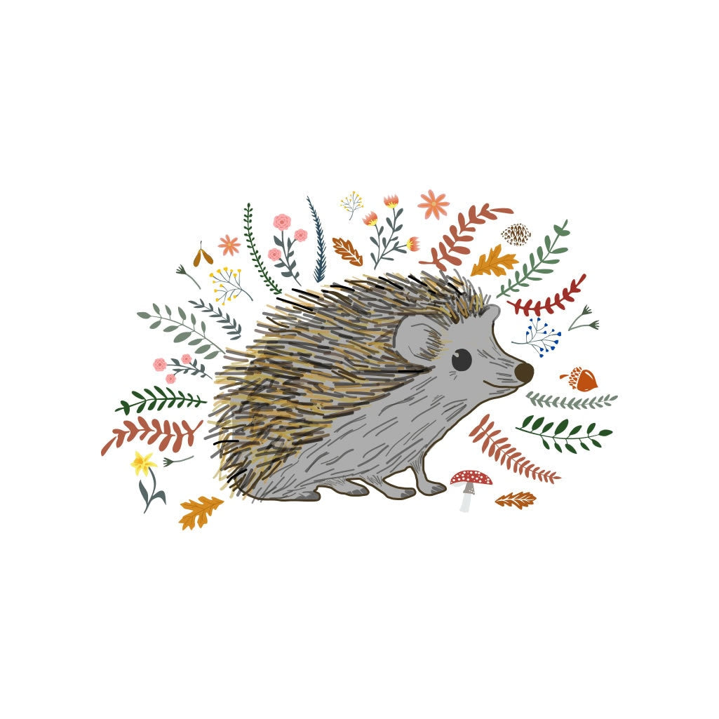 hedgehog Iron on Screen Print Transfers for Fabrics Machine Washable patch
