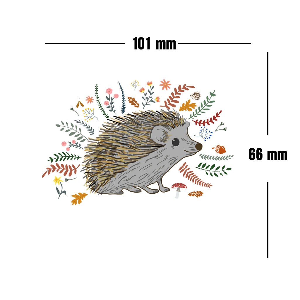 hedgehog Iron on Screen Print Transfers for Fabrics Machine Washable patch