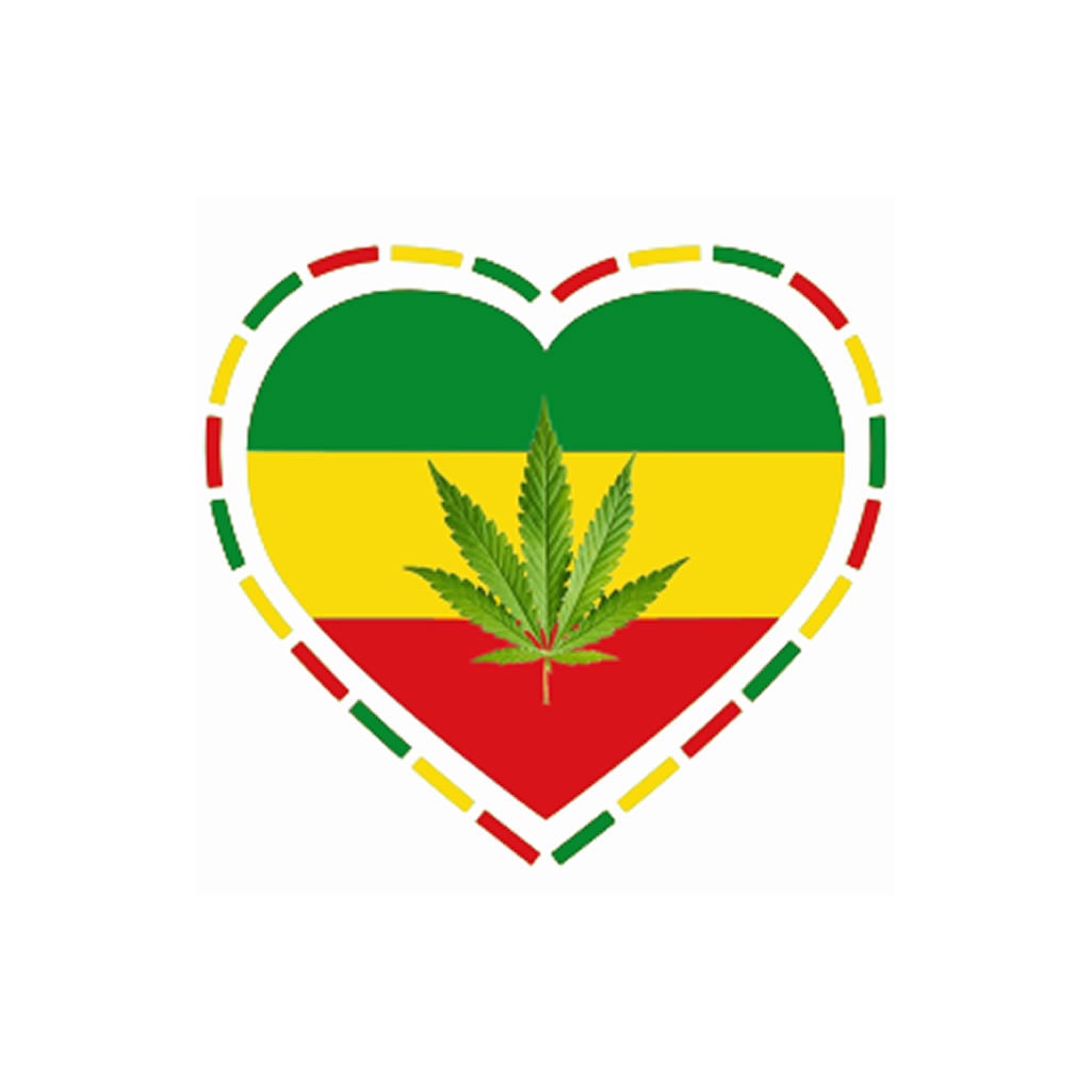 One Love Rasta Flag Weed Iron on DIY Screen Print Transfer patch for fabric