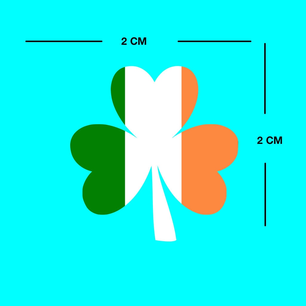 20 x Irish Shamrock Flag leaves Fabric iron on transfers Ireland Saint Patrick