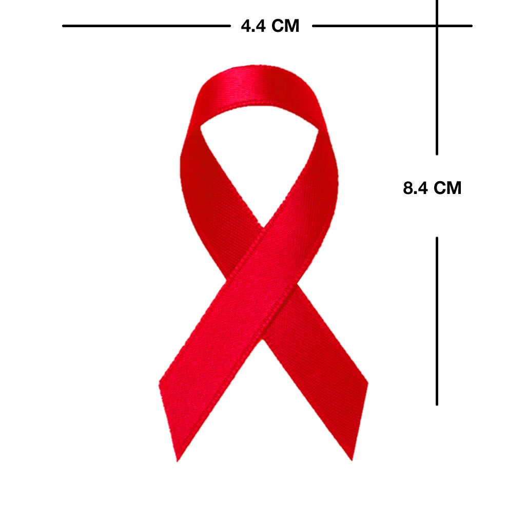 Red Ribbon Iron on DIY Screen Print Transfer patch for fabric awareness