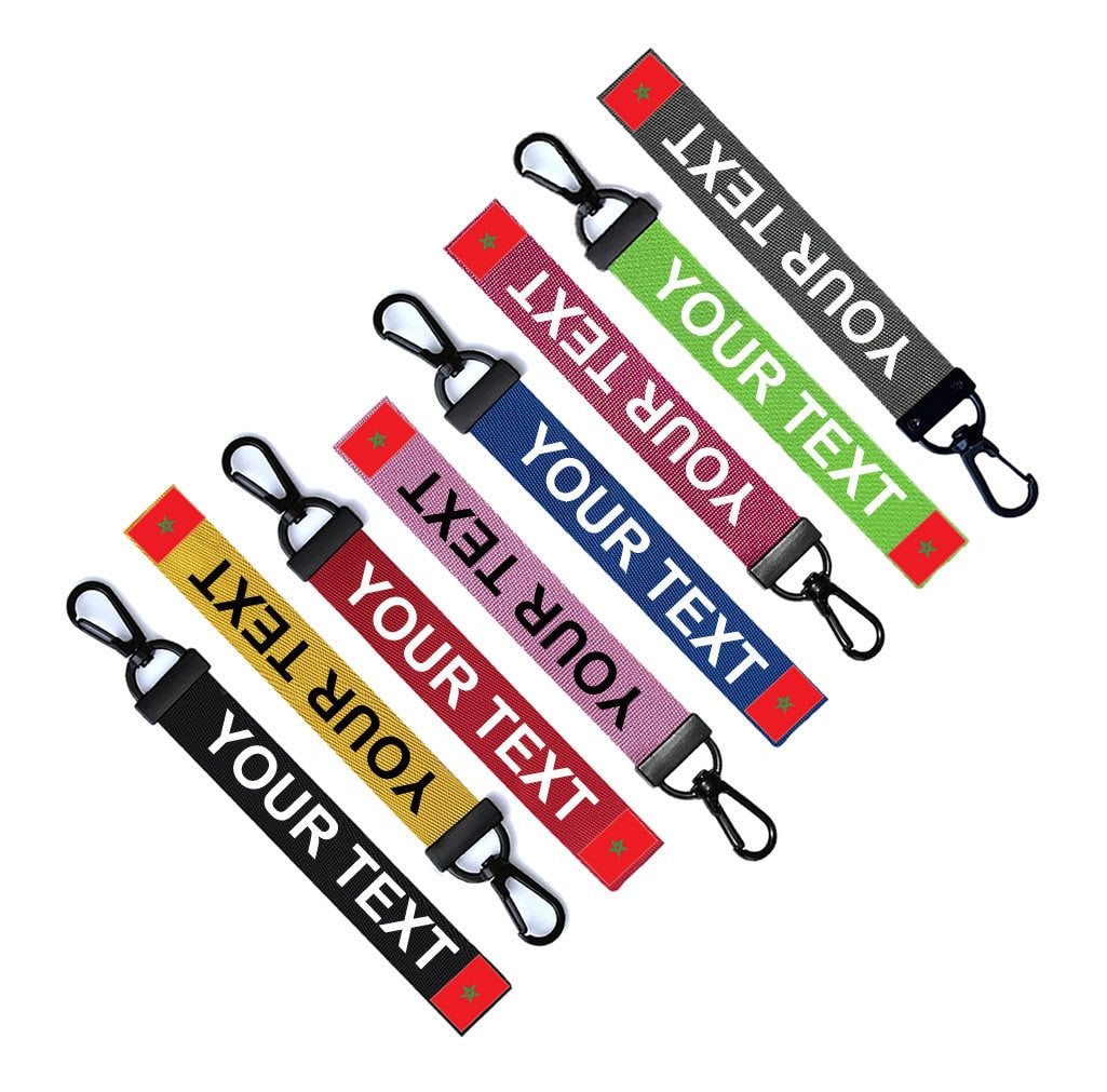 Personalised Morocco Flag Key Chain Keyring Luggage Tag Zipper Pull Bag Ring Key Ring Moroccan Africa