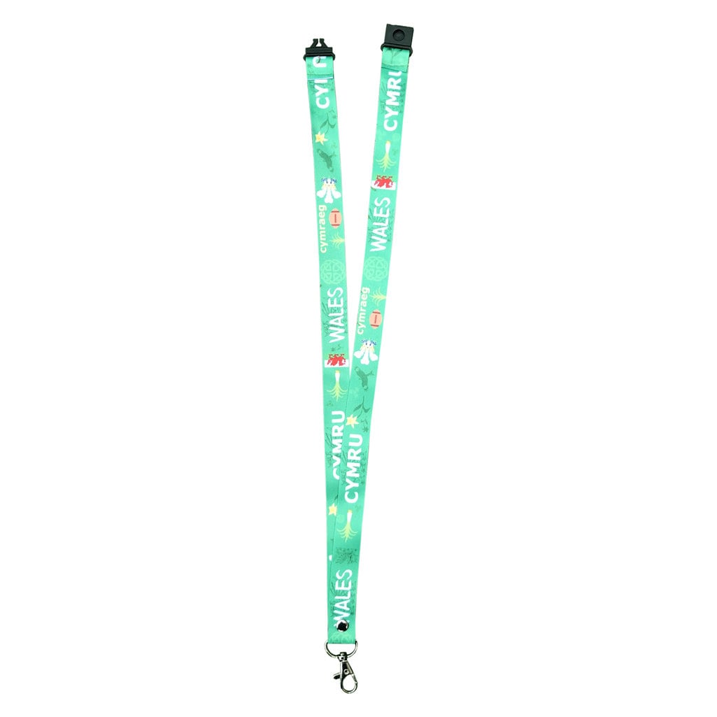 Wales Lanyard - neck strap, ID HOLDER Safety breakaway clip Welsh dragon Flag