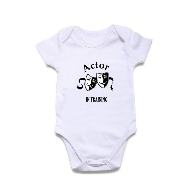 ACTOR In training Print New Born, 3 - 6, 6 - 9 Months Baby Grow BodySuit Gift