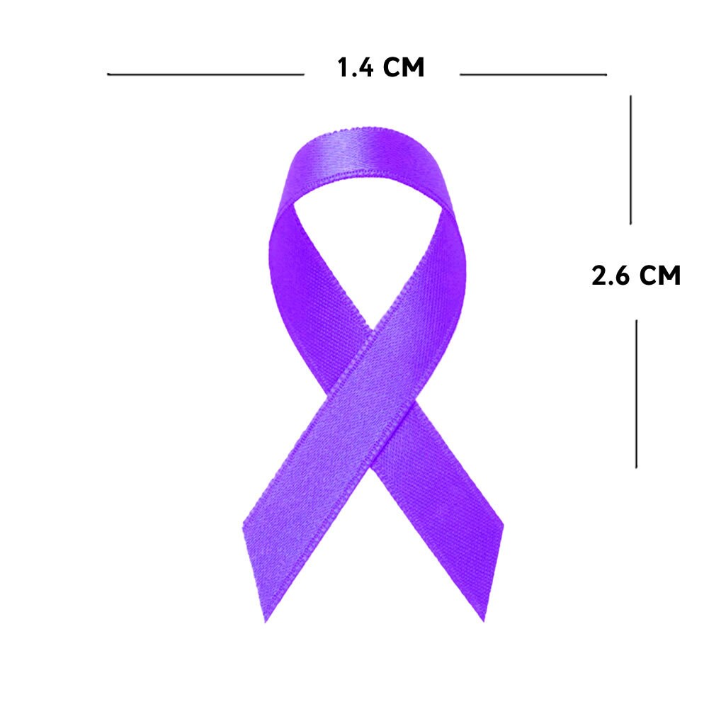 Set of 4 x purple ribbon Iron on Screen Print Transfers for Fabrics awareness