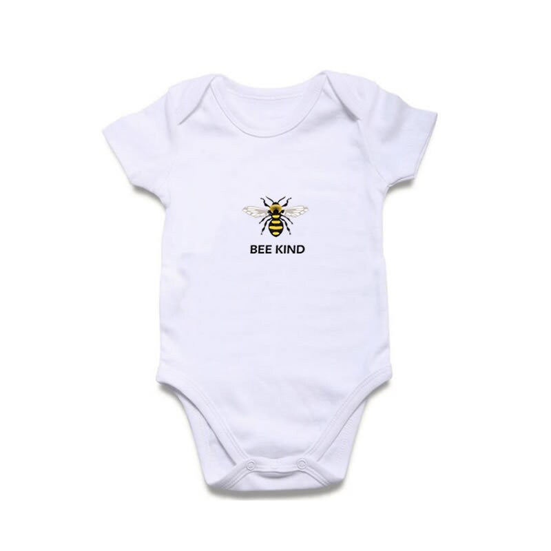 BEE KIND Print New Born, 3 - 6, 6 - 9 Months Baby Grow BodySuit Gift be kind
