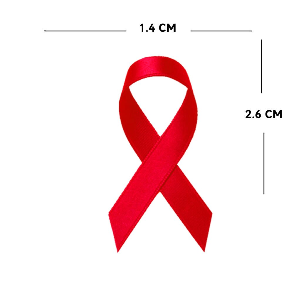 4 x Red Ribbon Iron on DIY Screen Print Transfer patch for fabric awareness