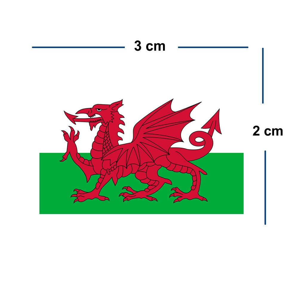 4 x Welsh Flag Iron on Screen Print Transfers for Fabrics Machine Washable Wales Flag patch