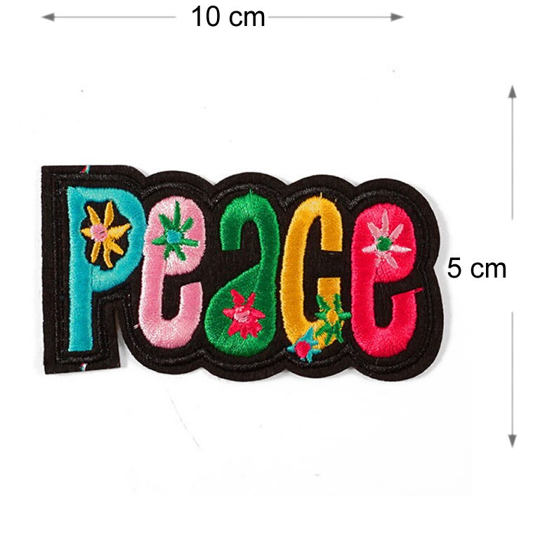 Peace Iron on/Sew On Embroidered Patch Applique Embroidery Rainbow floral Motif transfer…