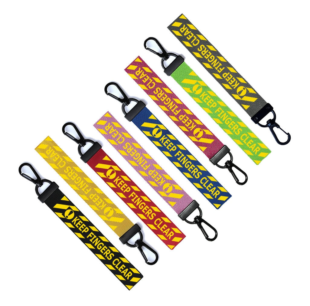 keep fingers clear tag Luggage Tag Zipper Pull Keychain Bag Keyring warning sign