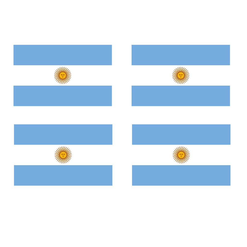 Set of 4 x Argentina Flag Temporary Tattoo Waterproof Lasts 1 week Flag for country support football Argentinian Team