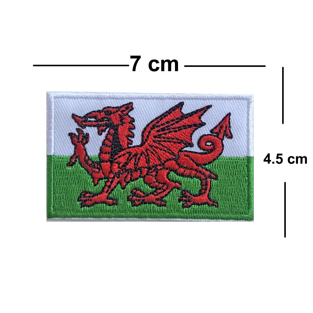 Wales Flag Embroidery Patch Iron on or Sew on Embroidered Motif Transfer Welsh Flag applique