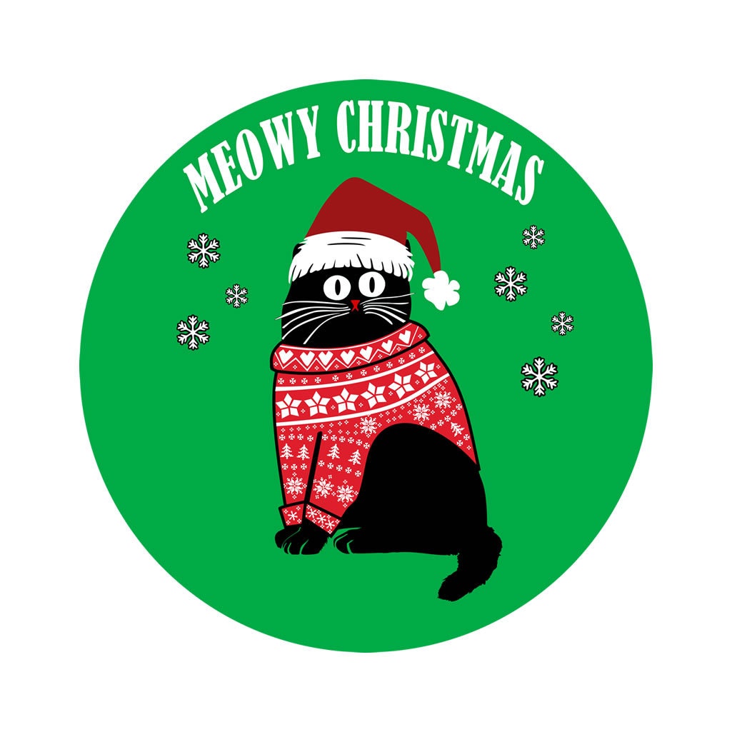 Merry Christmas cat Iron on Screen Print Transfers for Fabrics