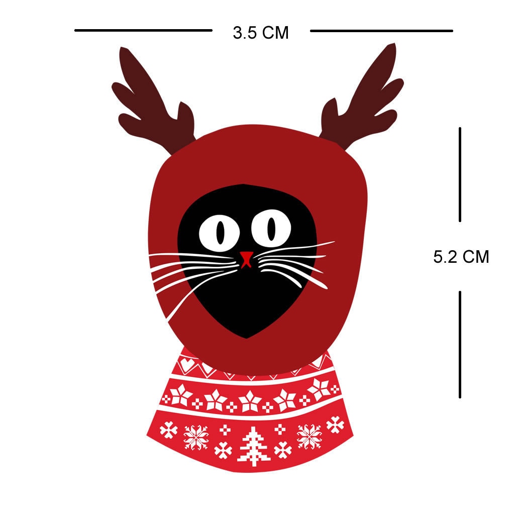 5 x Christmas Reindeer cat Iron on Screen Print Transfers for Fabrics Merry Christmas