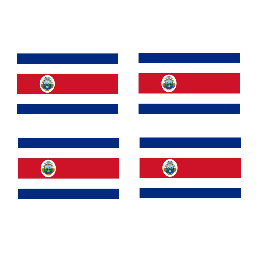 Set of 4 x Costa Rica Flag Temporary Tattoo Waterproof Lasts 1 week Costa Rican Flag