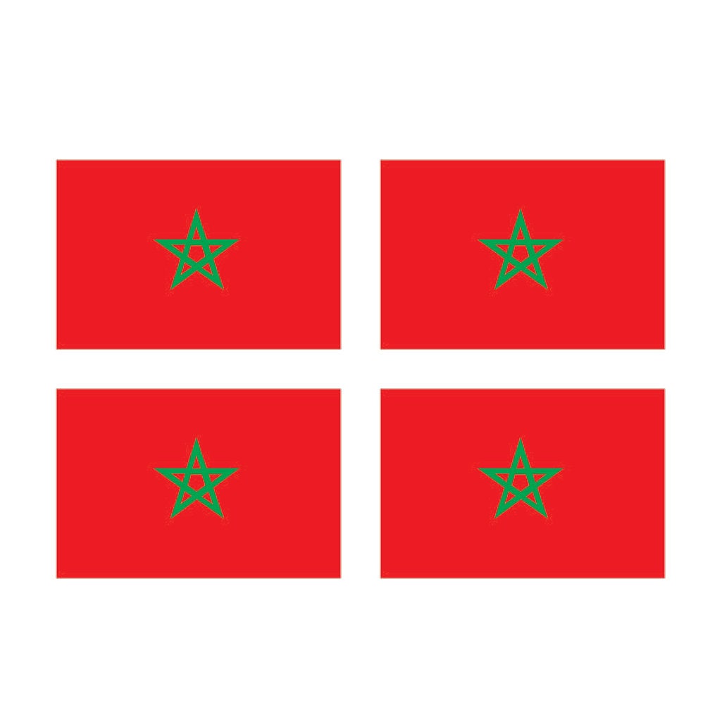 Set of 4 x Morocco Flag Temporary Tattoo Waterproof Lasts 1 week Flag for country support football Moroccan Team