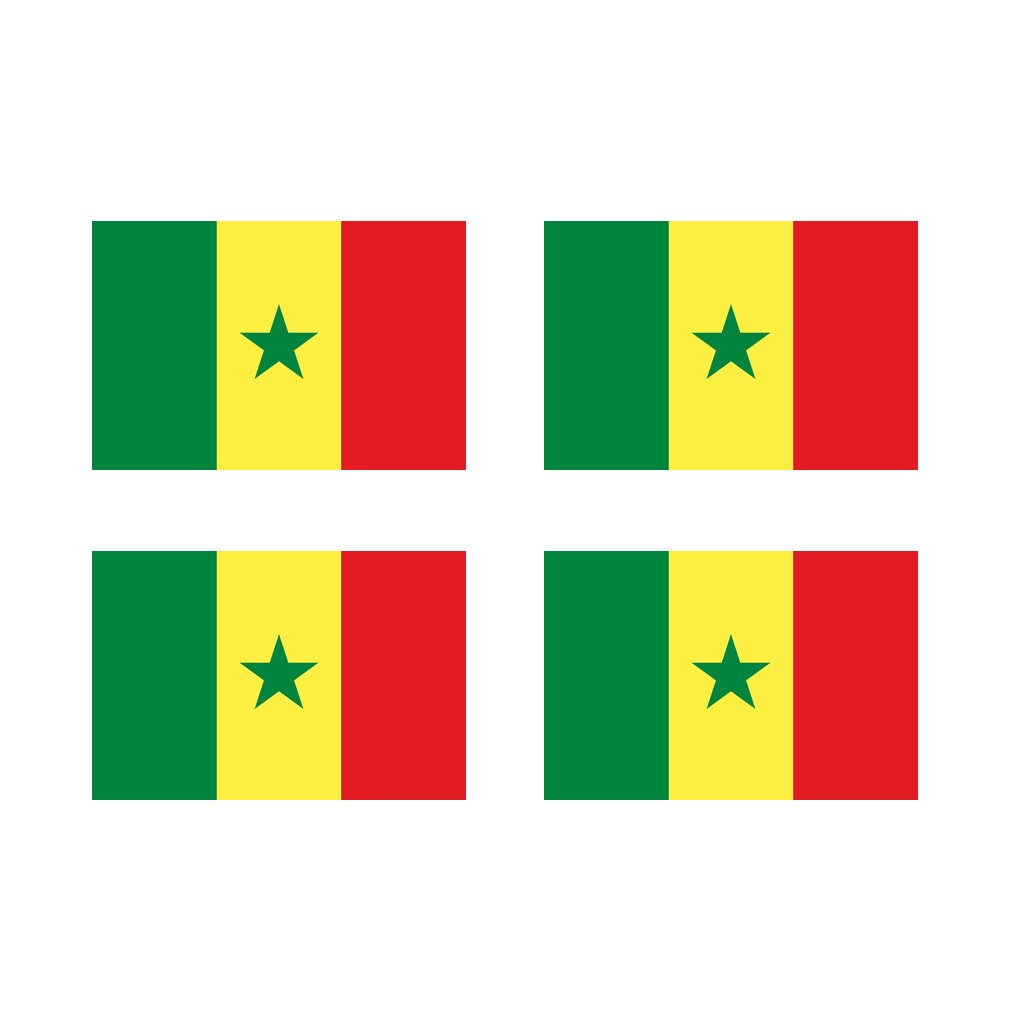 Set of 4 x Senegal Flag Temporary Tattoo Lasts 1 week Senegal Team world cup