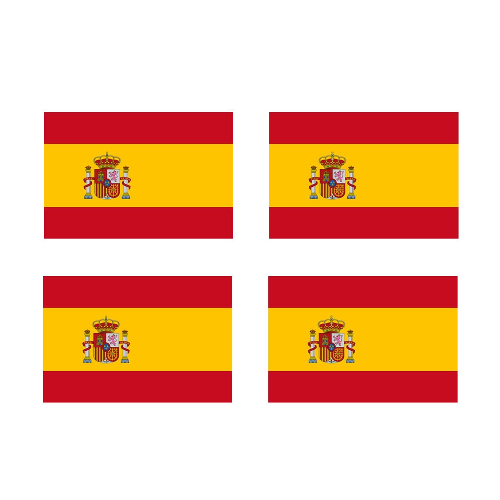 Set of 4 x Spanish Flag Iron on Screen Print Transfers for Fabrics Machine Washable Spain Flag patch