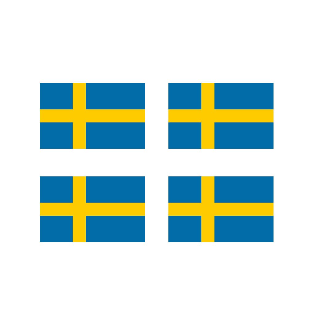 Set of 4 x Sweden Flag Iron on Screen Print Transfers for Fabrics