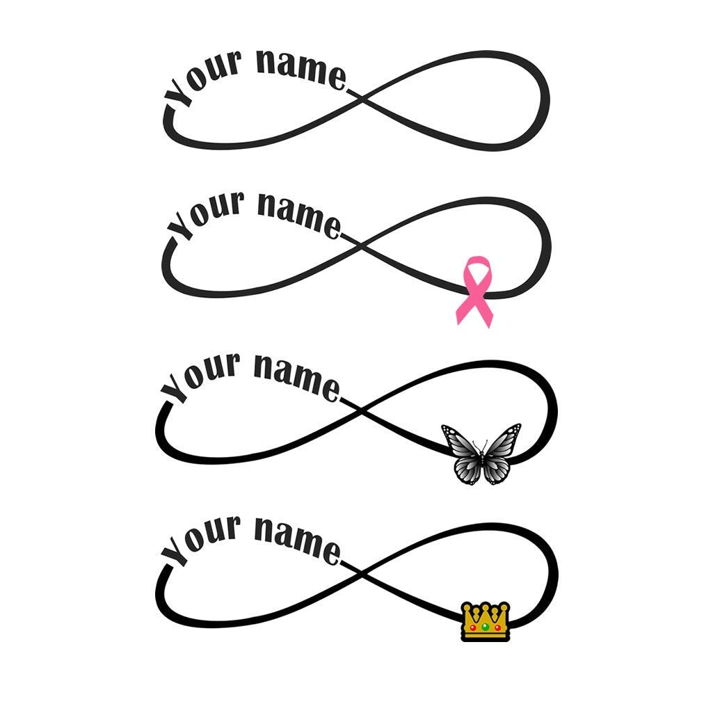 Custom / Personalized Temporary Tattoo lasts a week Wrist Ankle Forever / Eternal Love/ butterfly/ crown pink ribbon