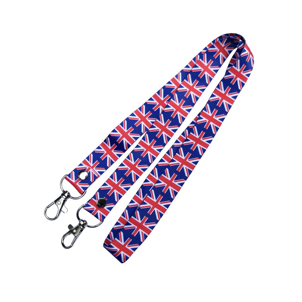 United kingdom DOUBLE clip Lanyard neck strap ID holder Union Jack UK Flag