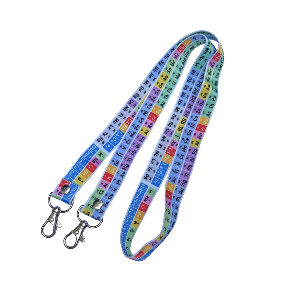 Periodic table print DOUBLE CLIP Lanyard neck strap, ID holder Science Chemistry Teacher
