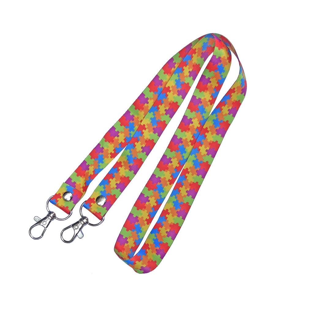 Autism Awareness DOUBLE CLIP Lanyard neck strap