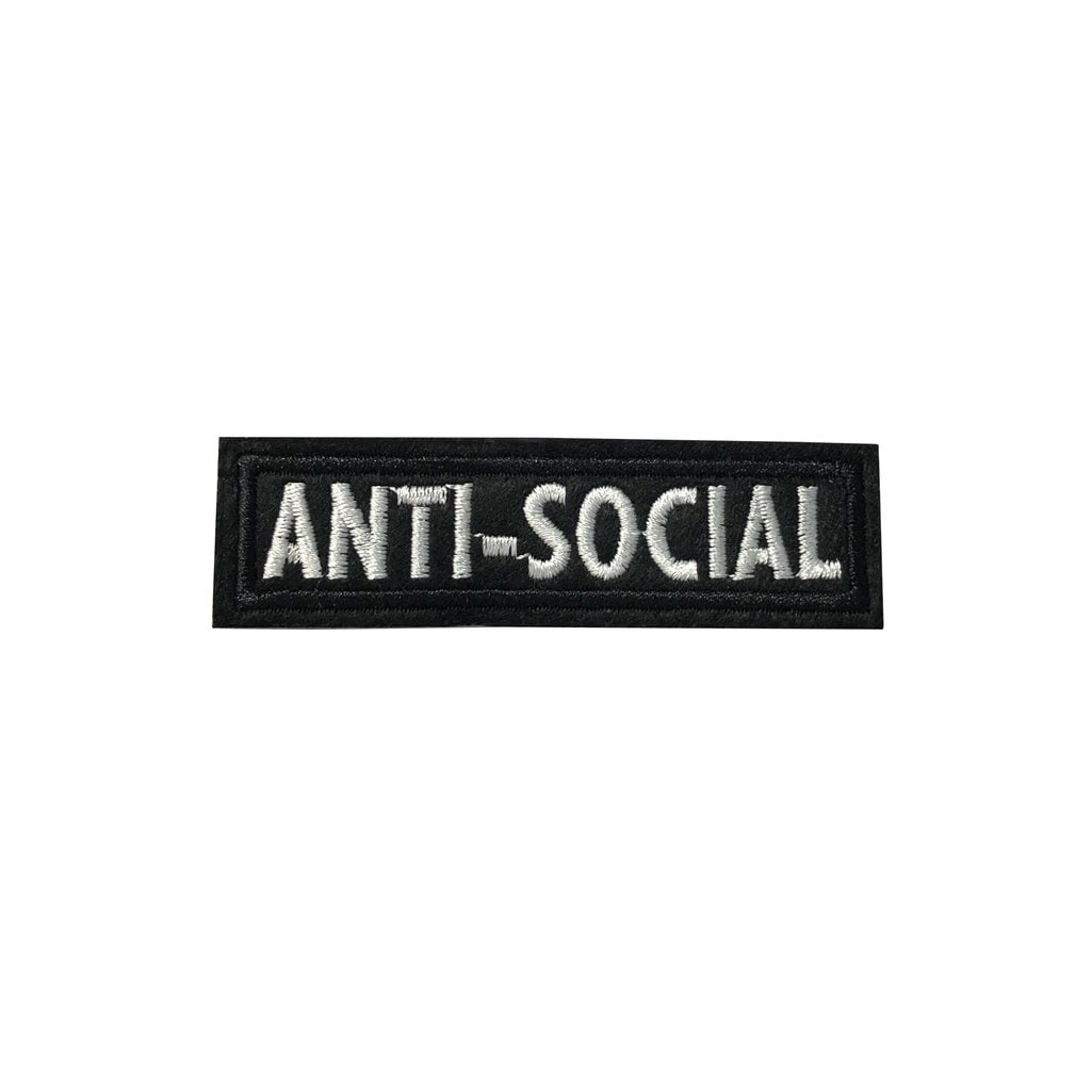Anti Social iron on sew on embroidered patch motif