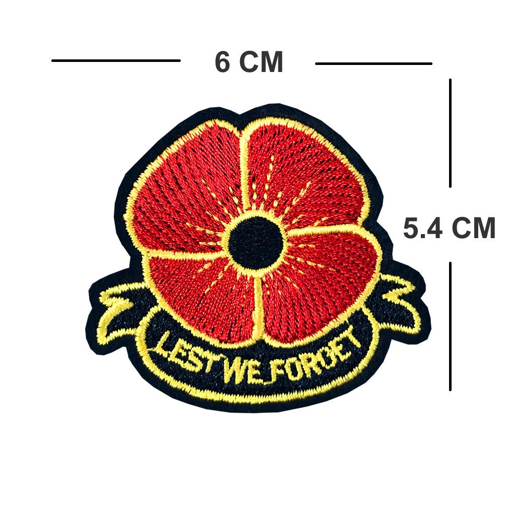 Poppy Embroidery Patch Iron on or Sew on Embroidered Motif Transfer lest we forget applique