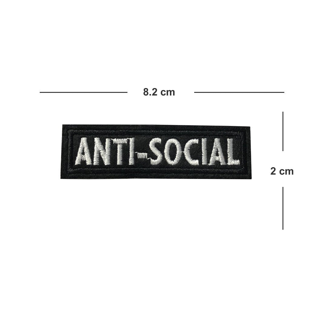 Anti Social iron on sew on embroidered patch motif
