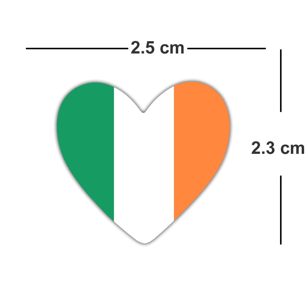 4 x Irish Flag Heart Iron on screen print Transfers for Fabrics ireland Flag