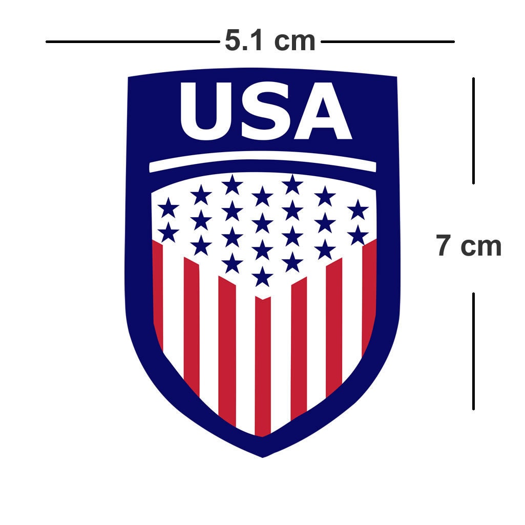 8 X USA Iron on Transfers for Fabrics USA flag map Team Crest Ribbon
