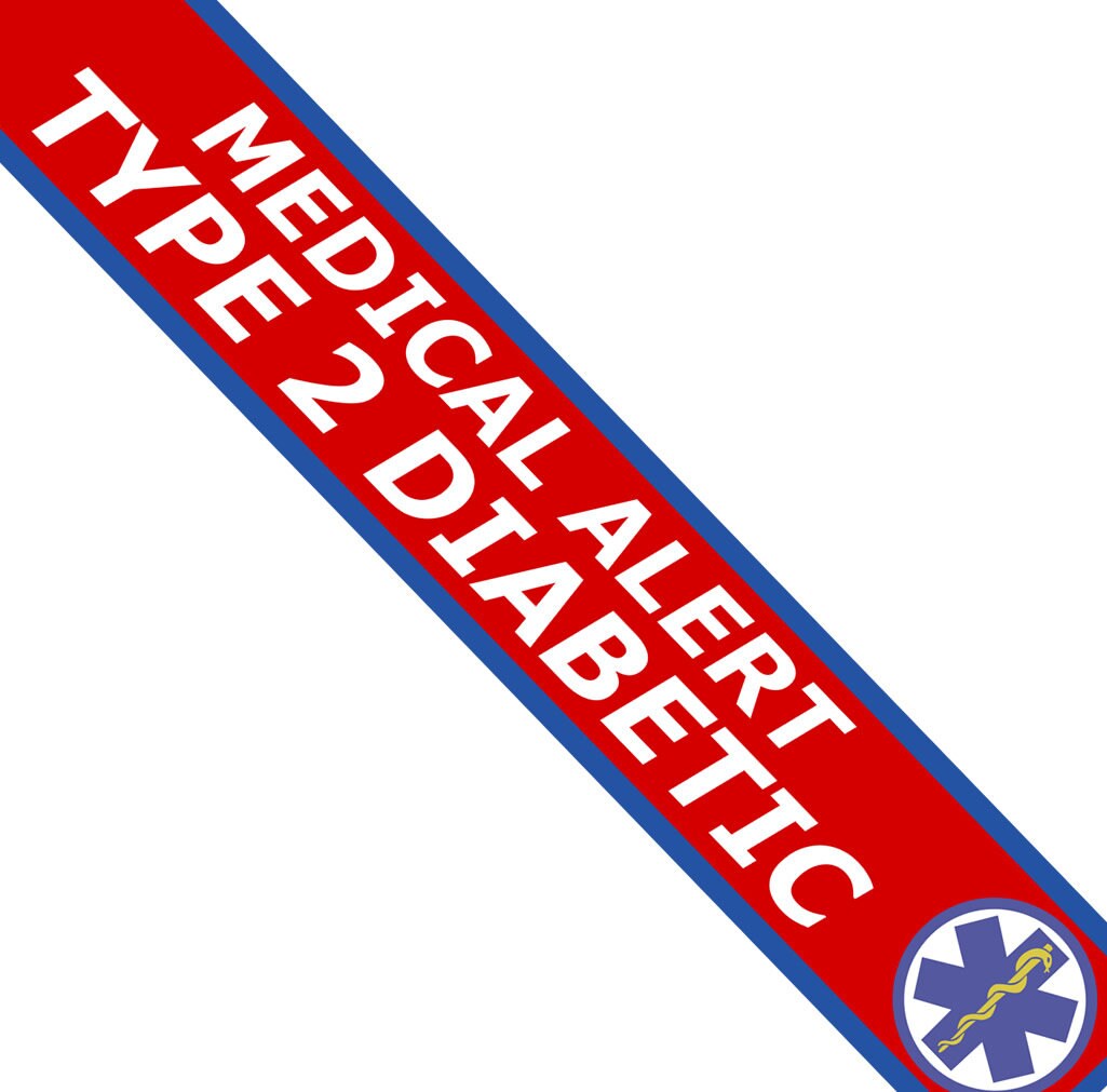 Medical Alert Type 2 Diabetic Key tag Chain Keyring Luggage Tag Diabetes