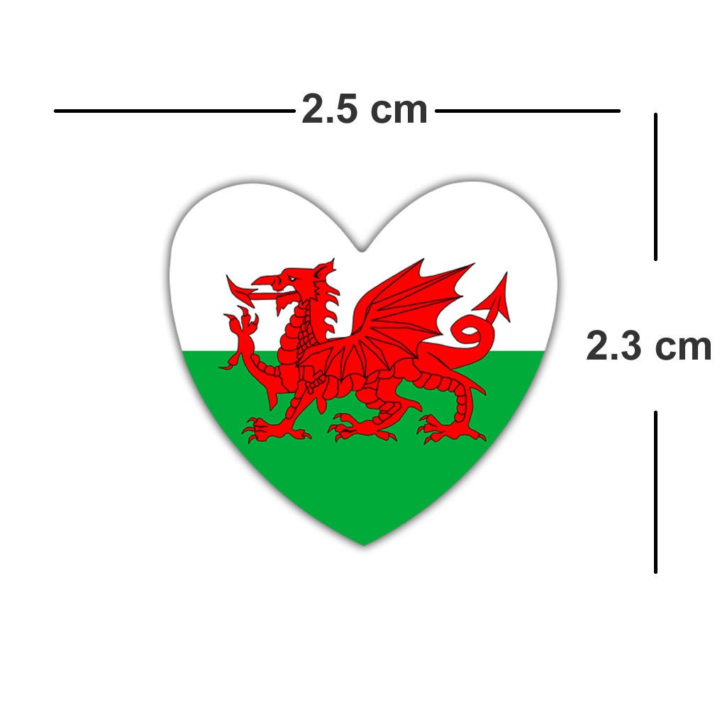 4 x Wales Flag Heart Iron on screen print Transfers for Fabrics Welsh Flag