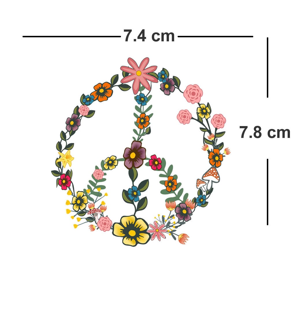 Floral Peace Iron on Transfers for Fabrics hippie floral art