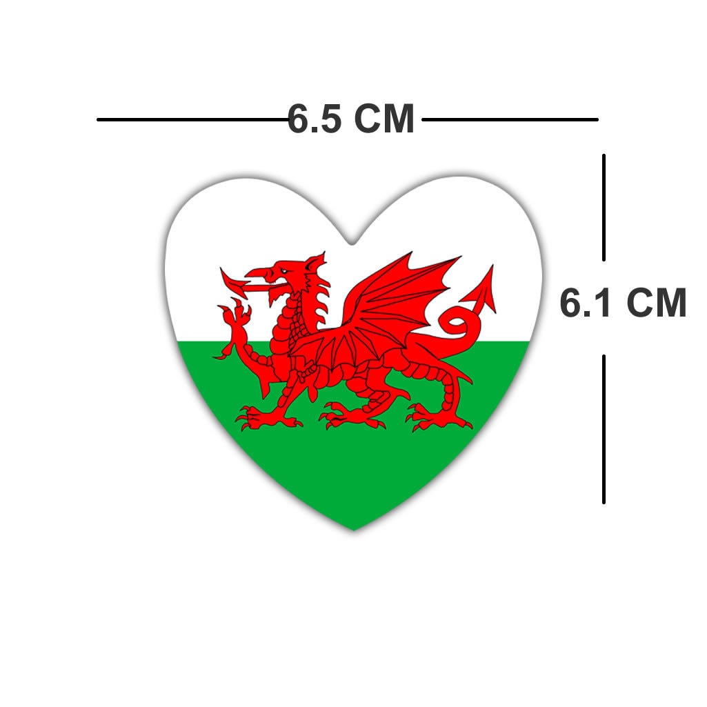 Wales Flag Heart Iron on screen print Transfers for Fabrics Welsh Flag