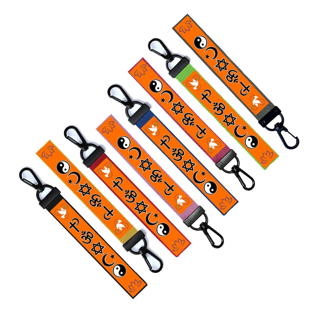 Peace Key tag Chain Keyring Luggage Tag dove ying yang om Christian cross hippie
