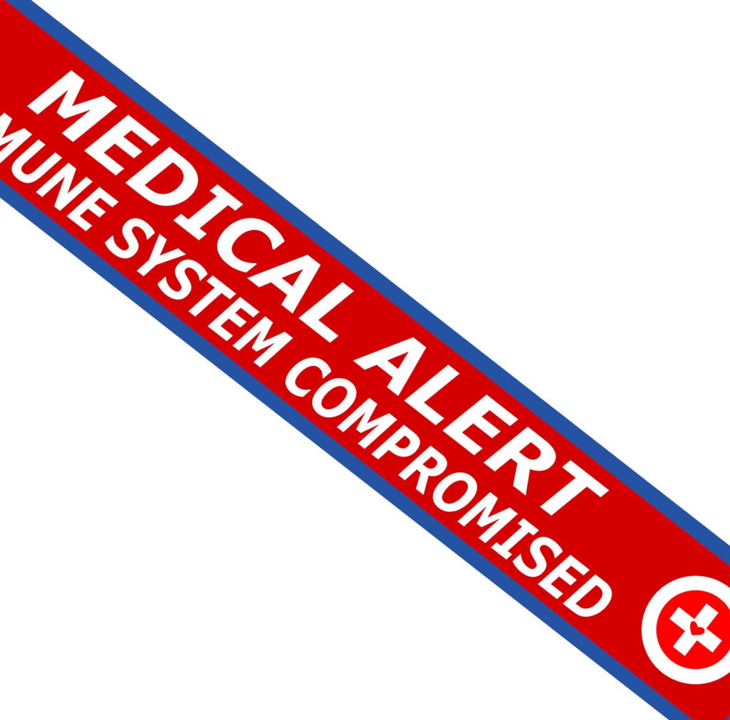 IMMUNE SYSTEM COMPROMISED Chain Keyring Luggage Tag Medical Alert