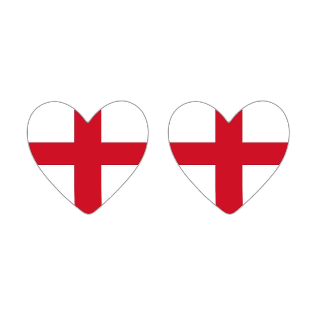 Set of 2 X ENGLAND Heart Flag Temporary Tattoo Waterproof Lasts 1 week support six nations, rugby, football, cricket ENGLISH