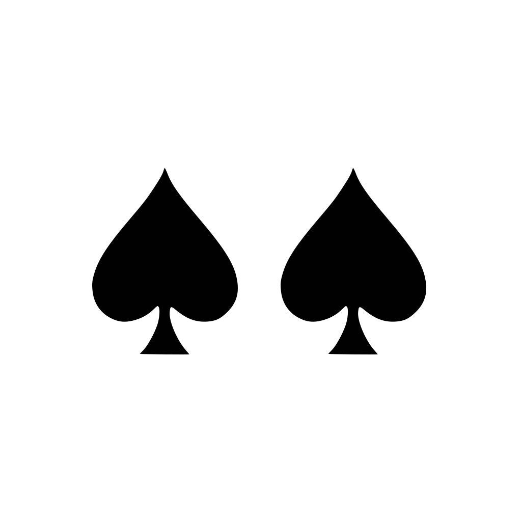 2 x Spades Temporary Tattoo neck face arm hand body art ace of spades card suit