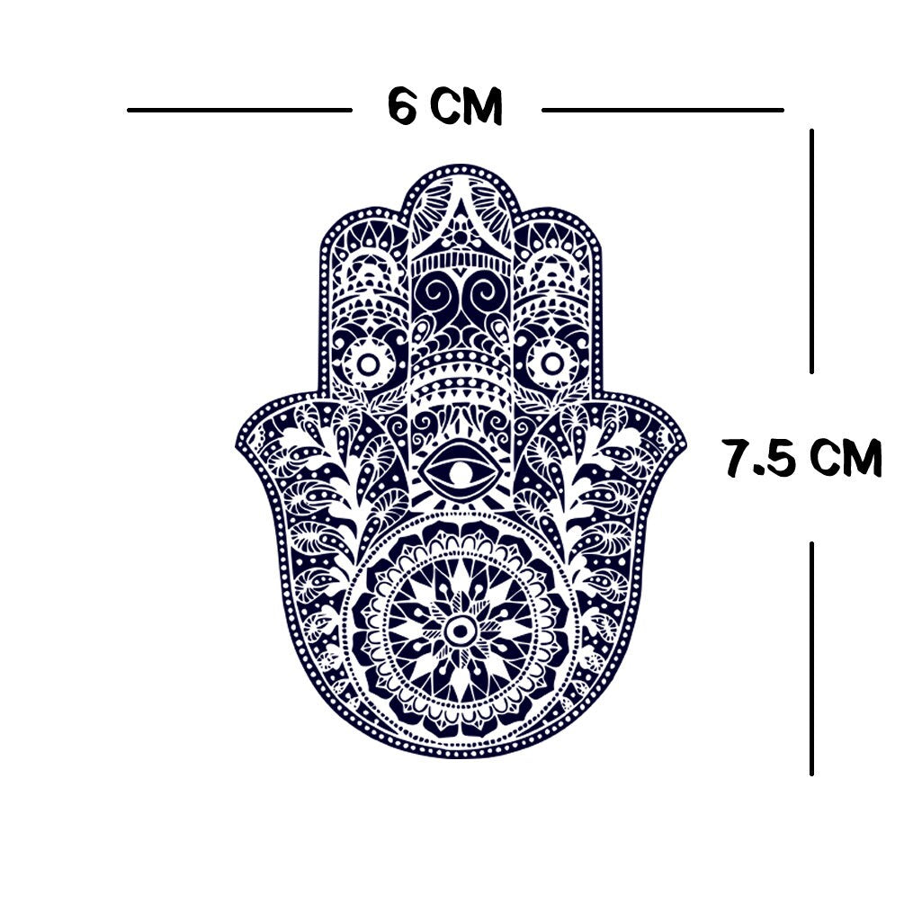 Hamsa Hand Temporary Tattoo Lasts 1 week hippie Henna Hand of Fatima Miriam